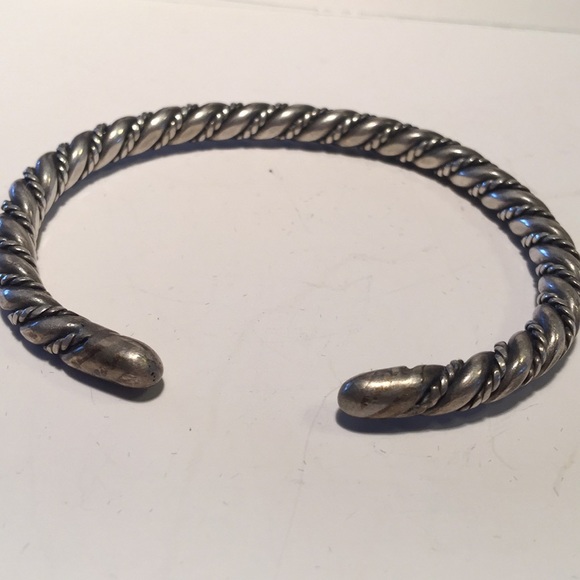 Vintage sterling silver twisted rope cuff bracelet - Picture 3 of 7